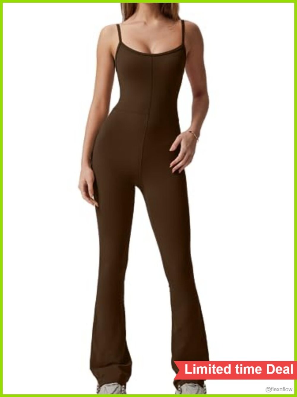 Flare Jumpsuit Spaghetti Strap Scoop Neck Bodycon Full Length Unitard